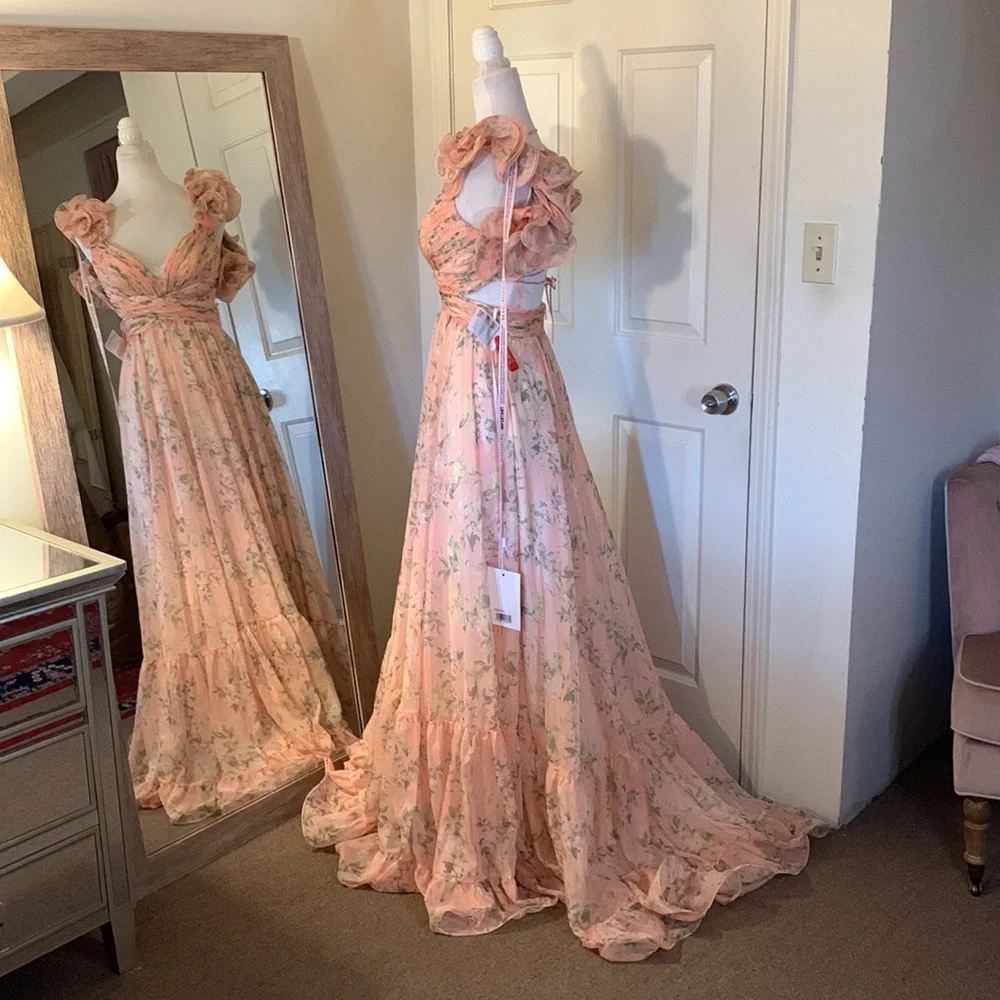 Mac Duggal Floral Pink Maxi Dress - Picture 8 of 15